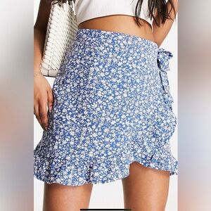 ASOS Blue Floral A-Line Skirt